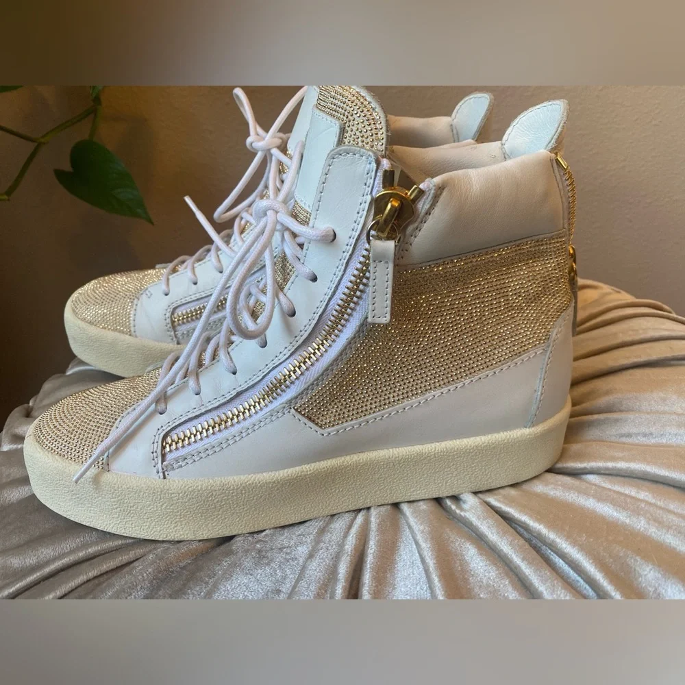 Giuseppe Zanotti LEATHER BIKER BOOTS high top sneakers Size 7.5 - Picture 7 of 9